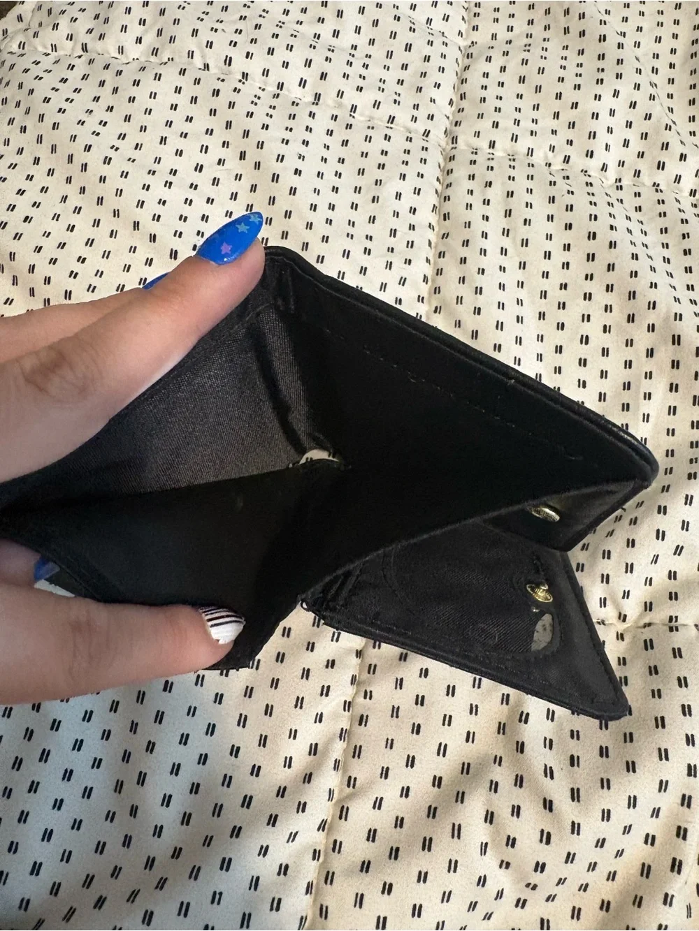 Men's Black Leather Zip Wallet with Metal Plate
